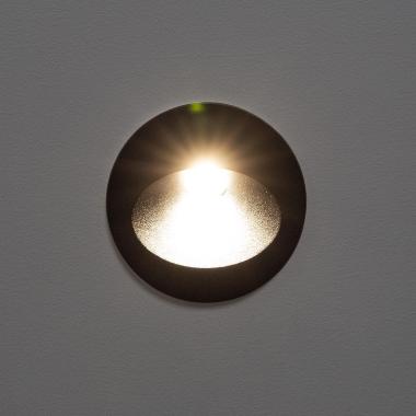 Produto de Baliza Exterior LED 3W Encastrável Parede Circular Preta Coney