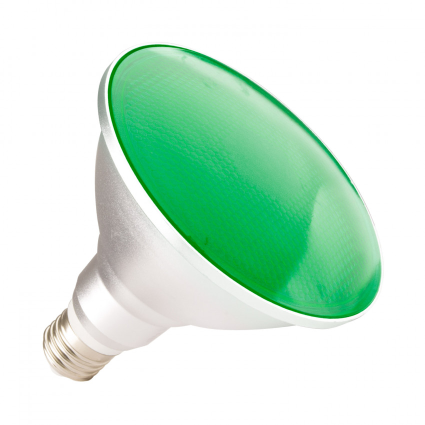 Lámpara LED E27 PAR38 15W IP65 Luz Verde
