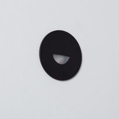 Producto de Baliza Exterior LED 2W Empotrable Pared Circular Negro Guell