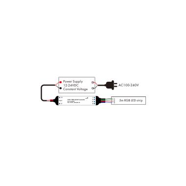 Produto de Mini Controlador Regulador de Fita LED RGB 12/24V DC compatível com o Controlo RF