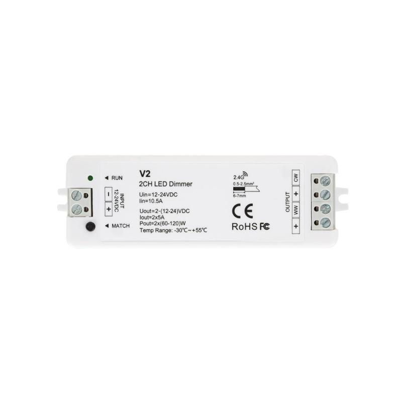 Producto de Controlador Regulador Tira LED CCT 12/24V DC 2 Canales compatible con Mando RF