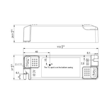 Producto de Driver LIFUD 220-240V No Flicker Salida 33-40V 1000mA 40W LF-GIF040YAII1000H