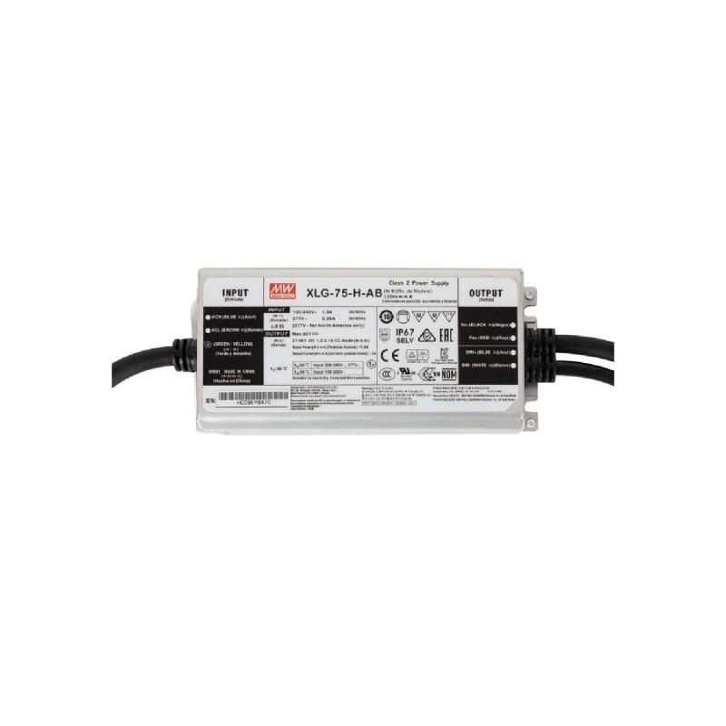 Produto de Driver MEAN WELL IP67 100-240V Saída 27-56V 1300-2100mA 75W XLG-75-H-AB