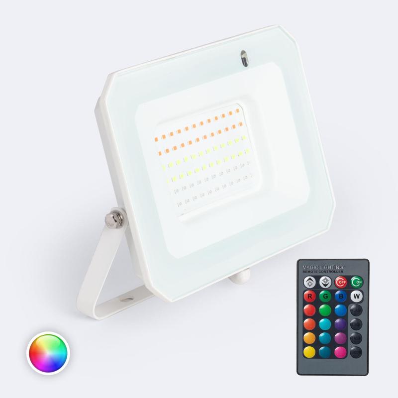 Produto de Foco Projetor LED 50W IP65 RGB com Comando IR