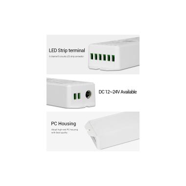 Producto de Controlador Regulador LED WiFi 5 en 1 para tira Monocolor/CCT/RGB/RGBW/RGBWW 12/48V DC MiBoxer