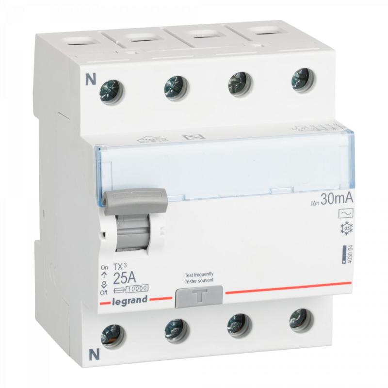 Produto de Disjuntor Diferencial Industrial 4P 30mA 25-40A 10kA Classe AC LEGRAND TX³ 403004