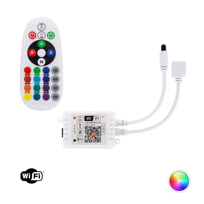 Produto de Controlador Regulador WiFi Fita LED RGB 12/24V DC com Comando IR