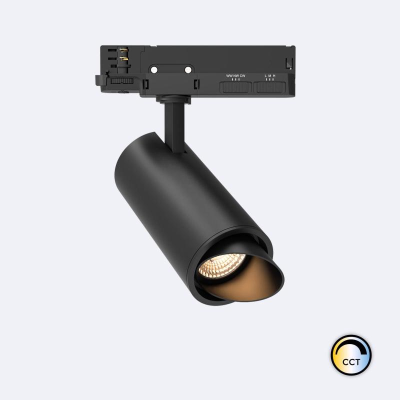 Producto de Foco Carril LED Trifásico 20W Fasano Cilindro Bisel CCT No Flicker Regulable Negro