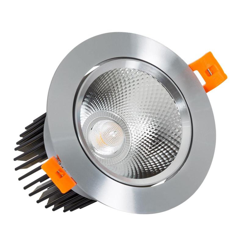 Produto de Foco Downlight LED 15W COB Direcionável Circular Prata Corte Ø90 mm CRI90 Expert Color No Flicker