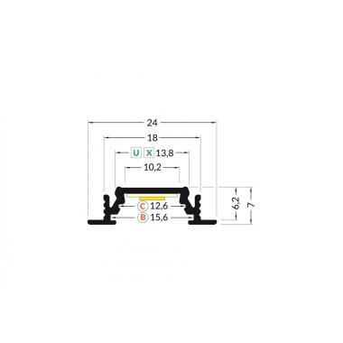 Producto de Perfil de Aluminio Empotrable 1m para Tiras LED hasta 10 mm 