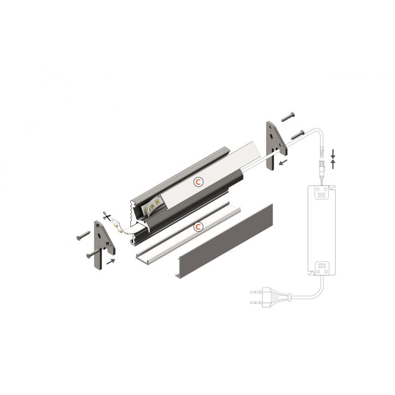 Producto de Perfil de Aluminio para Escalera Doble iluminación 1m para Dos Tiras LED hasta 10 mm