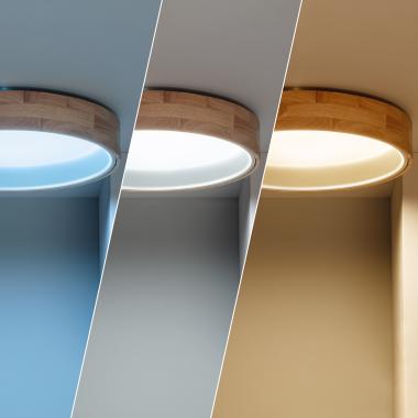 Producto de Plafón LED 20W Circular Madera Ø470 mm CCT Seleccionable Dari 