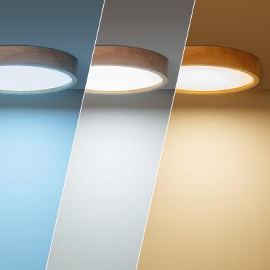 Producto de Plafón LED 20W Circular Madera Ø400 mm CCT Seleccionable Kayu