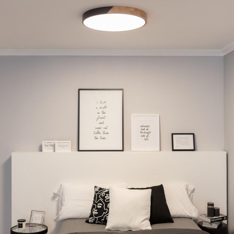 Produto de Plafón LED 36W Circular Madeira Ø500 mm CCT Selecionável Semi-Dari 