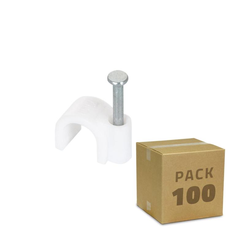Producto de Pack 100 Unidades Grapa Sujeción de Cable Blanco