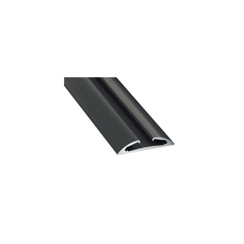 Producto de Perfil de Aluminio Superficie Semicircular 2 m Negro para Doble Tira LED hasta 12 mm