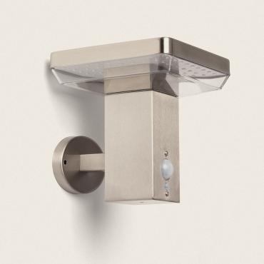 Aplique de Parede Exterior Solar LED 5W Alumínio com Sensor de Movimento Barton Square Prata