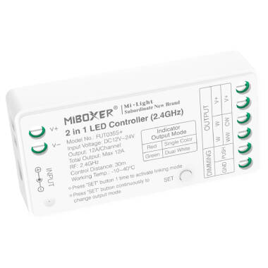 Controlador Regulador LED Monocolor/CCT 12/24V DC MiBoxer FUT035S+ Compatible con Pulsador