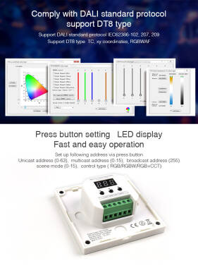 Produto de Comando MiBoxer DP3S Controlador Táctil LED DALI para Controlador de Dimmer DL-X