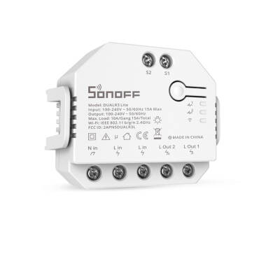 Produto de Interruptor Duplo Commutador Smart WiFi SONOFF Dual R3 Lite 15A
