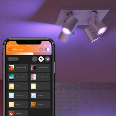 Produto de Aplique de Teto LED White Cor Argenta 4x6W PHILIPS Hue 