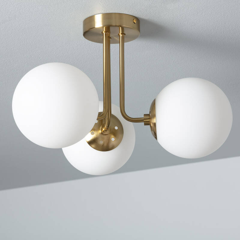 Producto de Lámpara de Techo Metal y Cristal Moonlight Brass 3 Focos