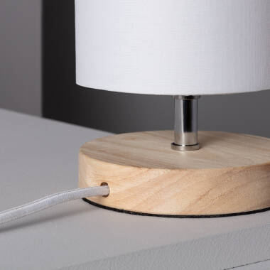 Producto de Lámpara de Mesa de Madera y Tela Roundi Haarle