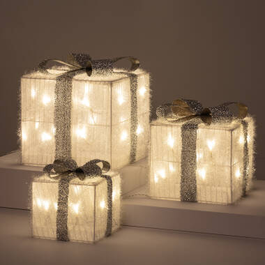 Produto de Pack 3 Caixas Presente de Natal LED Ribbon