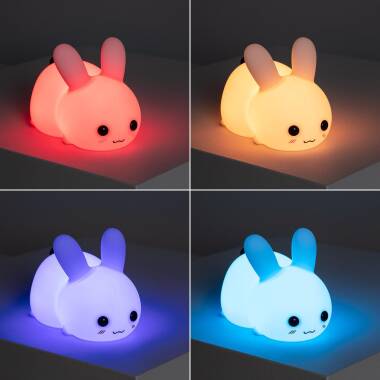 Producto de Luz Quitamiedos LED Infantil Conejo RGB Silicona con Batería