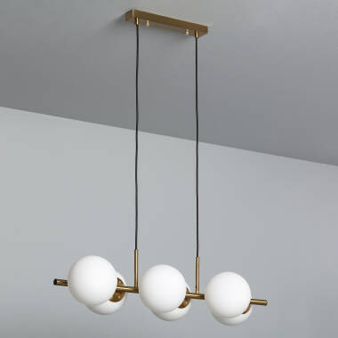 Produto de Candeeiro Suspenso Metal e Vidro Moonlight Brass 6 Focos