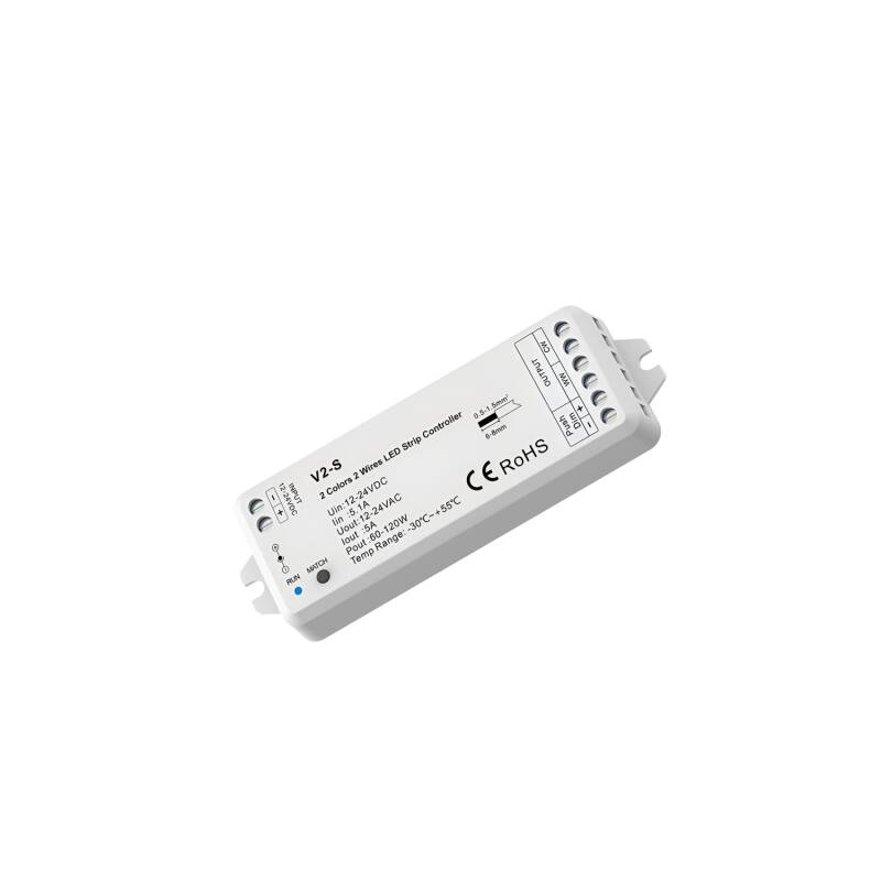 Produto de Controlador Regulador Fita LED CCT 12/24V DC 2 Canais compatível com Comando RF