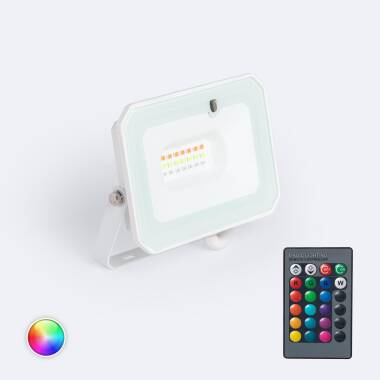Foco Proyector LED 20W RGBW con Mando IR IP65 Blanco