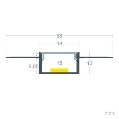 Producto de Perfil de Aluminio con Tapa Continua Integración en Escayola/Pladur para Tira LED hasta 15 mm