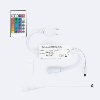 Controlador Mangueira LED Redonda 220V AC 36 LED/m RGB IP65 Corte cada 100 cm