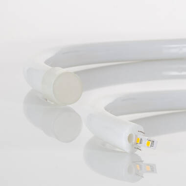 Producto de Tira Neón LED Regulable 220V AC 120 LED/m Circular 360 Verde IP67 a Medida Corte cada 100 cm