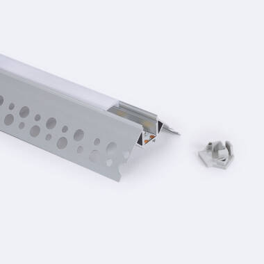 Perfil Aluminio Integración en Escayola/Pladur para Esquina Exterior Tira LED hasta 9 mm