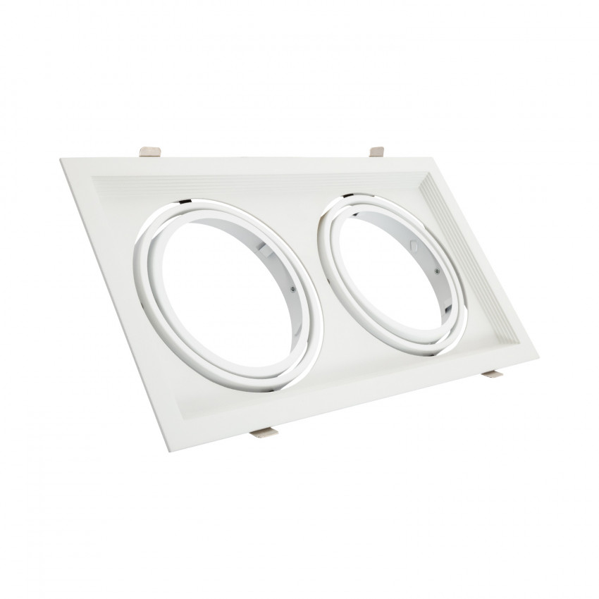 Aro Downlight Quadrado Basculante Aluminio para duas Lâmpadas LED AR111 Corte 160x310 mm