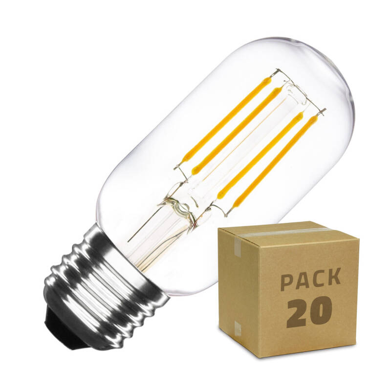 Produto de Caixa de 20 lâmpadas LED E27 Regulável Filamento Tory T45 4W  Branco Quente 