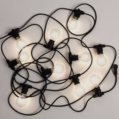 Producto de Kit Guirnalda Luces Exterior IP44 10m Negro + 10 Bombillas Filamento LED B22 2W A60