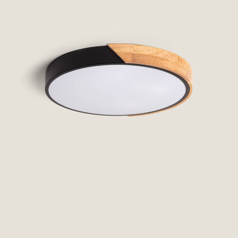 Produto de Plafón LED 24W Circular Madeira CCT Selecionável Ø418 mm Semi-Dari 