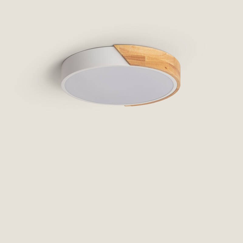 Produto de Plafon LED 18W Circular Madeira Ø320 mm CCT Selecionável Semi-Dari 