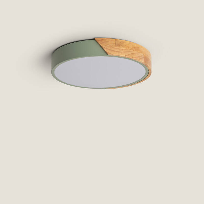 Producto de Plafón LED 18W Circular Madera Ø320 mm CCT Seleccionable Semi-Dari 