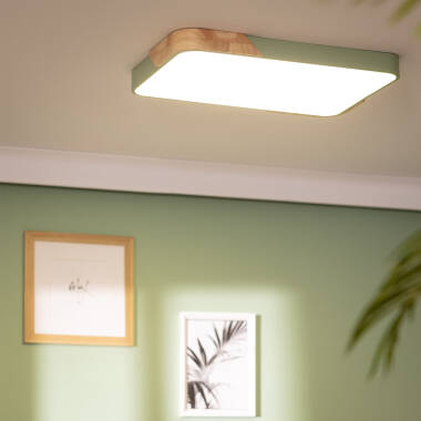 Producto de Plafón LED 30W Rectangular Madera y Metal 625x425 mm CCT Seleccionable Semi-Dari 