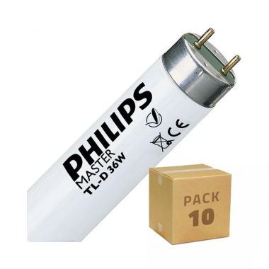 Pack Tubo Fluorescente Regulable PHILIPS T8 G13 120 cm Conexión dos Laterales 36W (10 un)