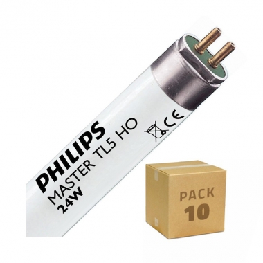 Pack Tubo Fluorescente Regulable PHILIPS T5 HO 55 cm Conexión dos Laterales 24W (10 un)