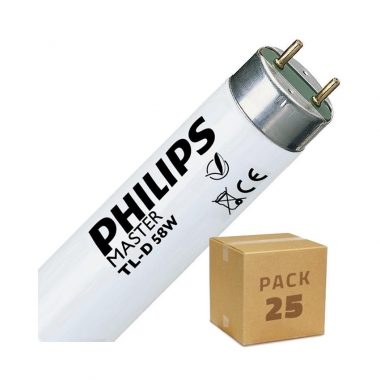 Produto de Pack Tubo Fluorescente Regulável PHILIPS T8 150 cm Conexão Bi-Lateral 58W (25un)