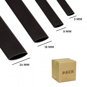 Product Kit Tubo Termoretráctil 4 Diámetros Negro Contracción 3:1   