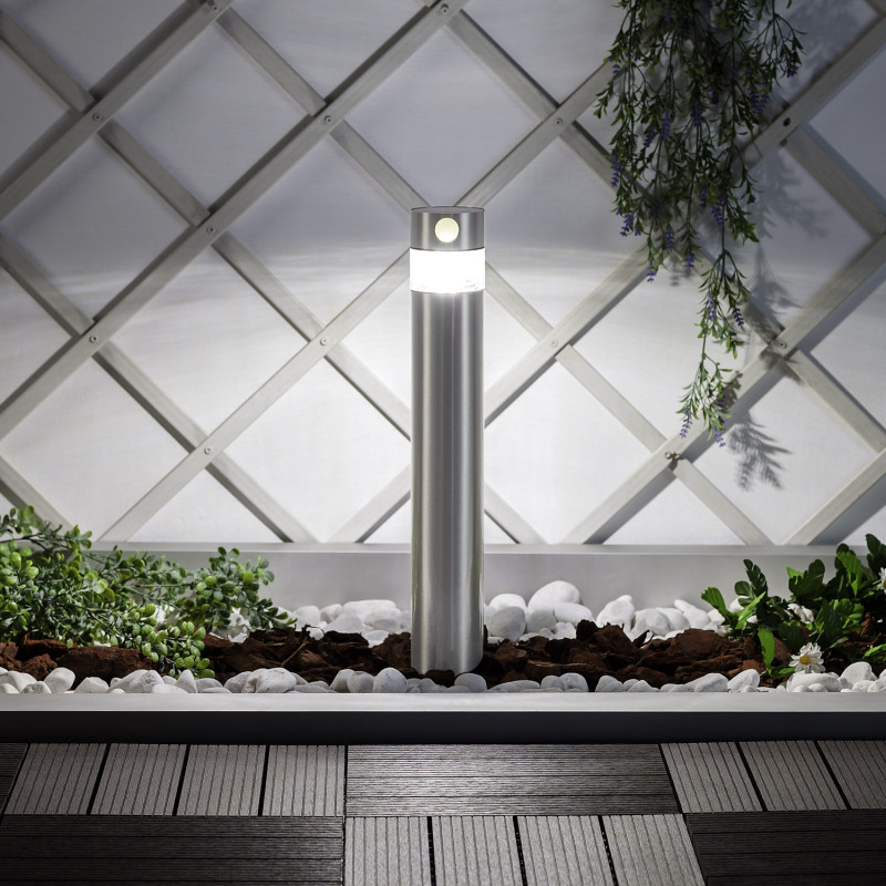 Baliza Solar Exterior LED 1.5W Superficie Pie 50cm con Detector de Movimiento Inti Inox