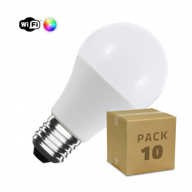 Pack 10 Lâmpadas Inteligentes LED E27 6W 806 lm A60 WiFi RGBW Regulável