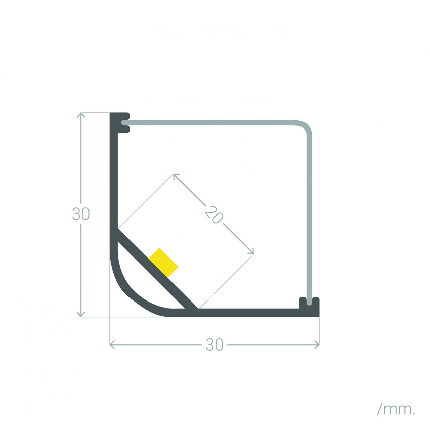Produto de Perfil de Alumínio para Esquinas Redondo 1m para Fita LED Até 20 mm 